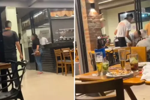 
				VÍDEO: mulher invade pizzaria armada com facão e é contida por funcionários no interior
			
			