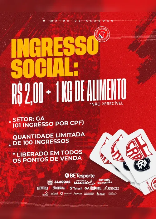 
			
				CRB anuncia venda de ingressos para o confronto com o Remo, pela Série B
			
			