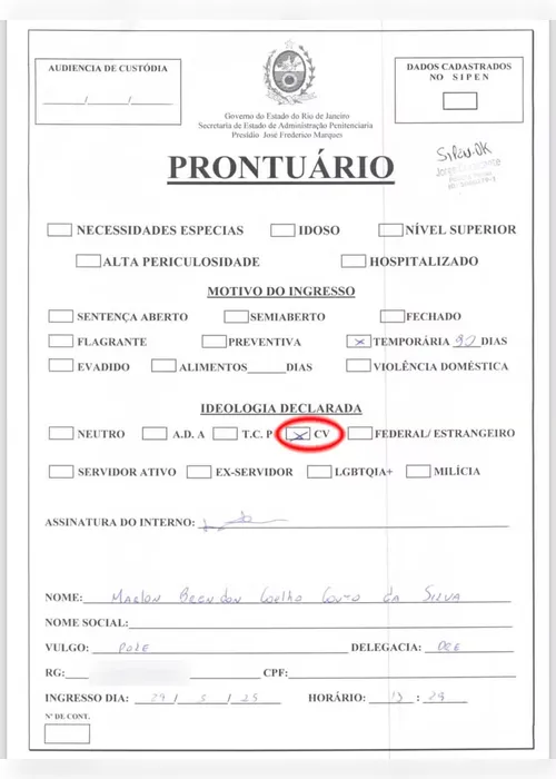 
			
				Mc Poze do Rodo declara ter ligação com o Comando Vermelho, diz secretaria
			
			