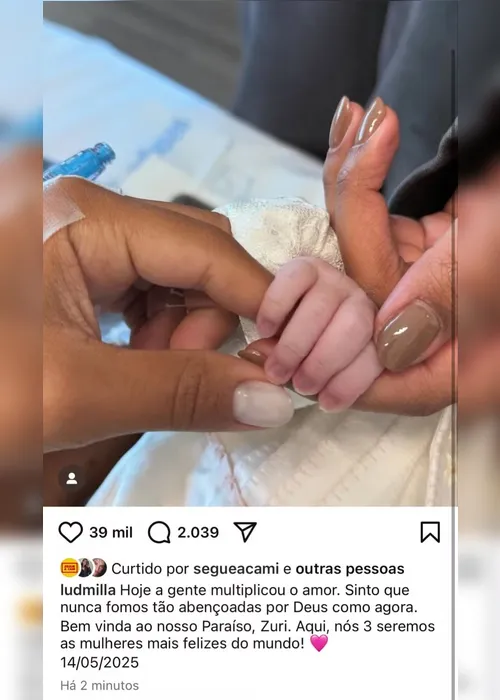 
			
				Nasce Zuri, primeira filha de Ludmilla e Brunna Gonçalves
			
			