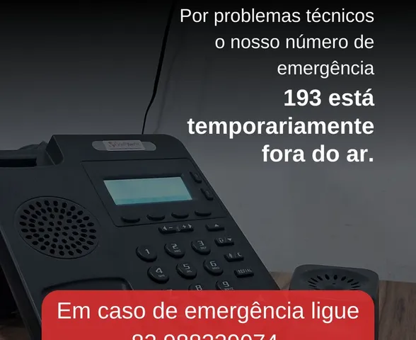 Número 193 dos bombeiros de AL está sem funcionar