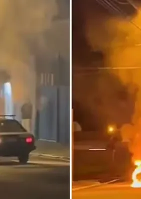 VÍDEO: carro começa a pegar fogo em movimento no interior