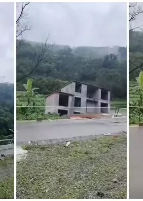 VÍDEO: prédio de 5 andares desmorona e cai dentro de rio na China