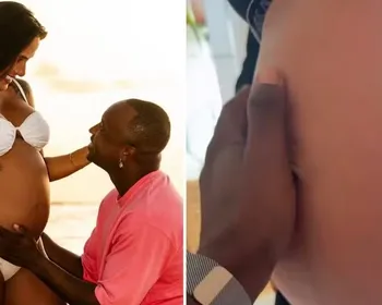 Após 3 semanas longe, Thiaguinho se surpreende com tamanho da barriga de Carol Peixinho