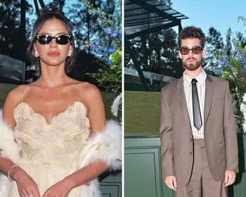 Bruna Marquezine e João Guilherme chegam juntos ao casamento de Giovanna Lancellotti