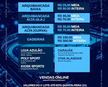 CSA anuncia venda de ingressos para o confronto com o Floresta, pela Série C