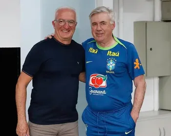 Carlo Ancelotti se encontra com Dorival Jr. no CT do Corinthians