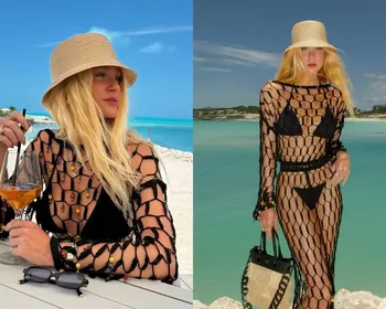 De biquíni e com bolsa de R$ 10 mil, Marina Ruy Barbosa curte praia