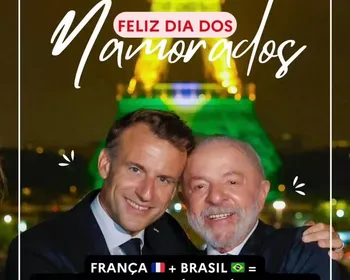 Embaixada da França publica foto de Lula e Macron em homenagem ao Dia dos Namorados