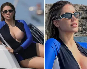 Ex-mulher de Mauro Icardi ousa ao deixar seio à mostra durante passeio de lancha