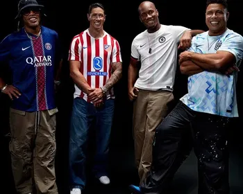 Ronaldinho, Fernando Torres, Fenômeno e Drogba se unem em lançamento