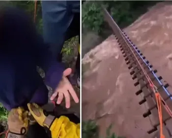 Vídeo: crianças são resgatadas de área de risco atingida por chuva