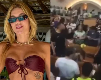Virginia Fonseca é cercada por multidão dentro de igreja e cena choca