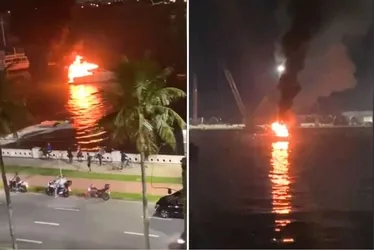 
			
				Embarcação com duas pessoas pega fogo no litoral; veja
			
			