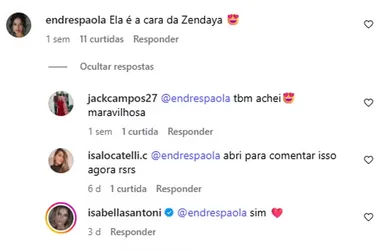 
				Estreante nas passarelas, enteada de Isabella Santoni é comparada a Zendaya
			
			
