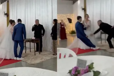 
			
				Noivo desmaia no próprio casamento após noiva chegar ao altar
			
			