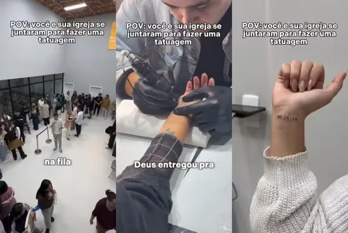 
				Igreja faz sessão de tatuagem coletiva em fiéis e gera críticas nas redes sociais
			
			
