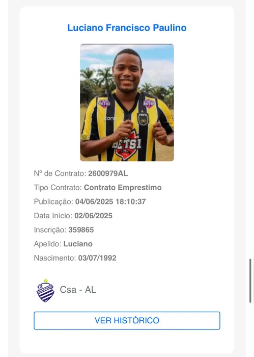 
			
				CSA anuncia contratação do meio-campista Luciano Naninho, ex-Volta Redonda
			
			
