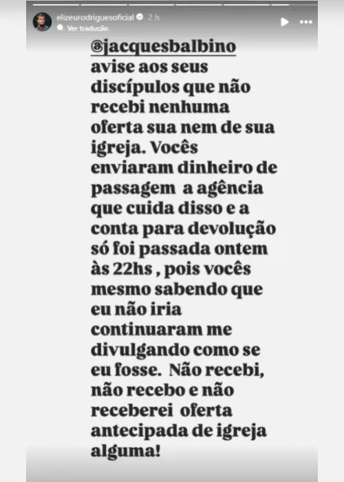 
				Elizeu Rodrigues rebate pastor de AL e diz que não recebeu ofertas; entenda!
			
			