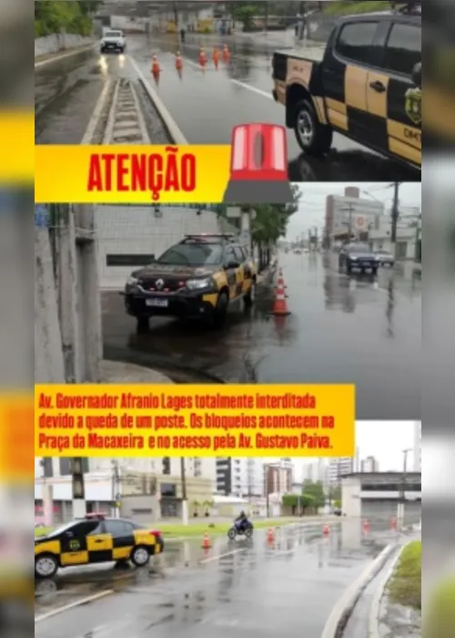 
				Veículo derruba poste, fica cercado por fios e interdita via movimentada de Maceió
			
			