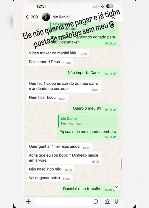 
				Veja prints das supostas ameaças de MC Daniel à fotógrafa
			
			