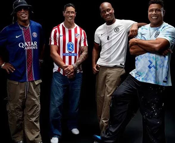 Ronaldinho, Fernando Torres, Fenômeno e Drogba se unem em lançamento
