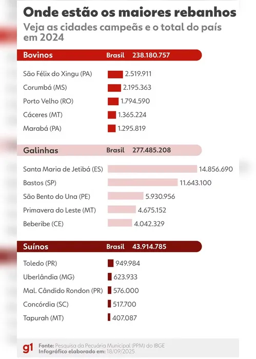 
				Brasil tem 12% mais bovinos do que gente e 305 ovos por habitante
			
			