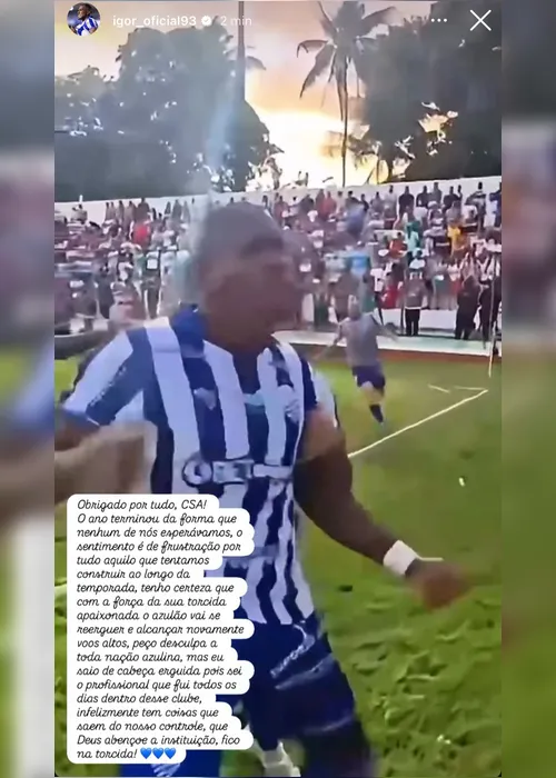 
				"Desculpas, frustração e gratidão": jogadores do CSA se despedem após rebaixamento da Série D
			
			