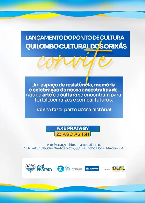 
				Quilombo Cultural dos Orixás recebe chancela estadual e lança novo Ponto de Cultura em Maceió
			
			