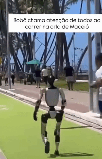Robô "corredor" chama atenção na orla de Maceió