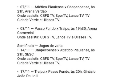 
				Com Traipu na disputa, datas das semifinais do Brasileiro de Futsal estão definidas; veja!
			
			