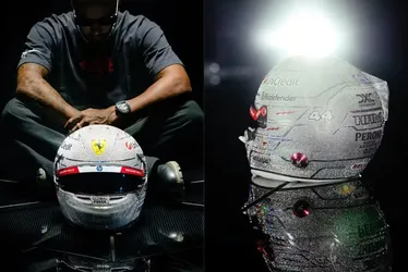 
				Hamilton revela capacete brilhante para o GP de Las Vegas da F1 2025
			
			