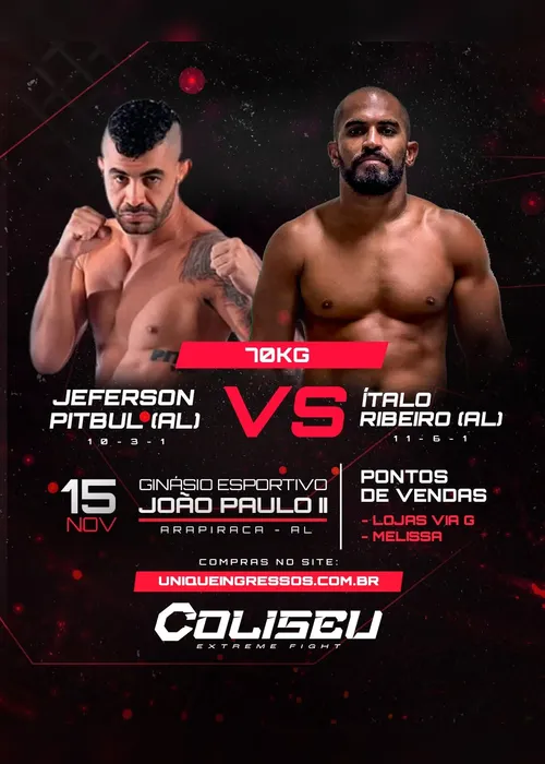 
				Coliseu Extreme Fight terá cinco alagoanos no octógono; veja os nomes!
			
			