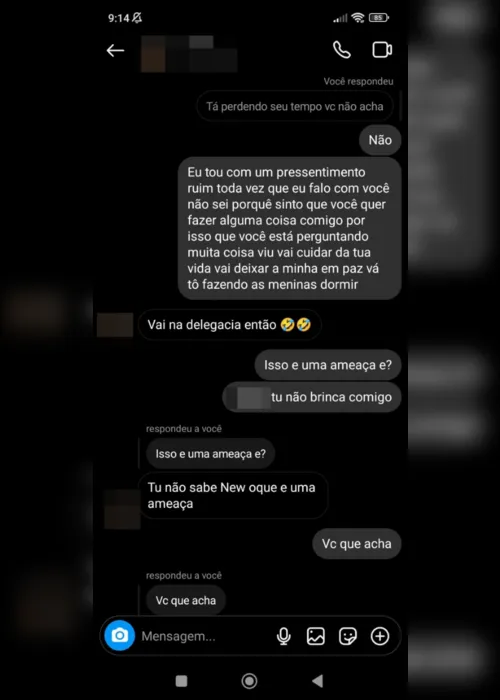 
				Veja prints de conversas que revelam discussão entre jovem desaparecida e ex: "Medo de você"
			
			