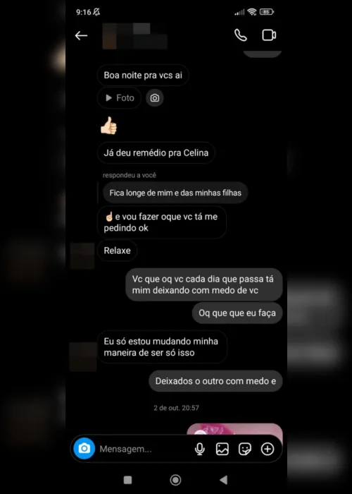 
				Veja prints de conversas que revelam discussão entre jovem desaparecida e ex: "Medo de você"
			
			