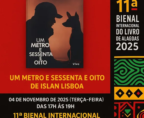 Livro “Um Metro e Sessenta e Oito” será lançado na Bienal de Alagoas