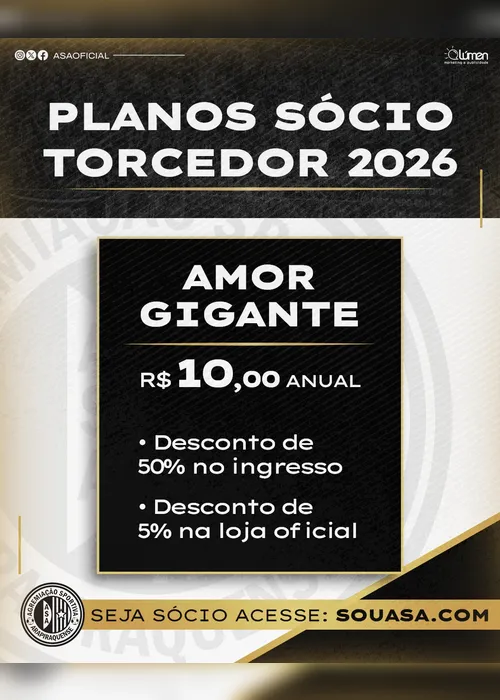 
				ASA lança planos de sócio torcedor para 2026
			
			