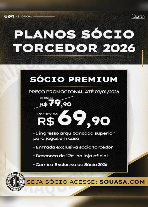 
				ASA lança planos de sócio torcedor para 2026
			
			
