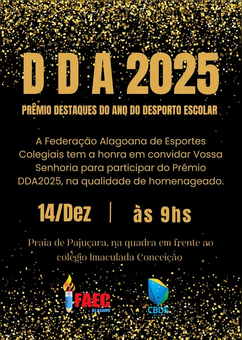 
				FAEC promove DDA 2025 para homenagear destaques do desporto escolar em Alagoas
			
			