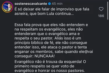 
				Líder do PL reage a fala de Lula em evento do PT sobre evangélicos
			
			