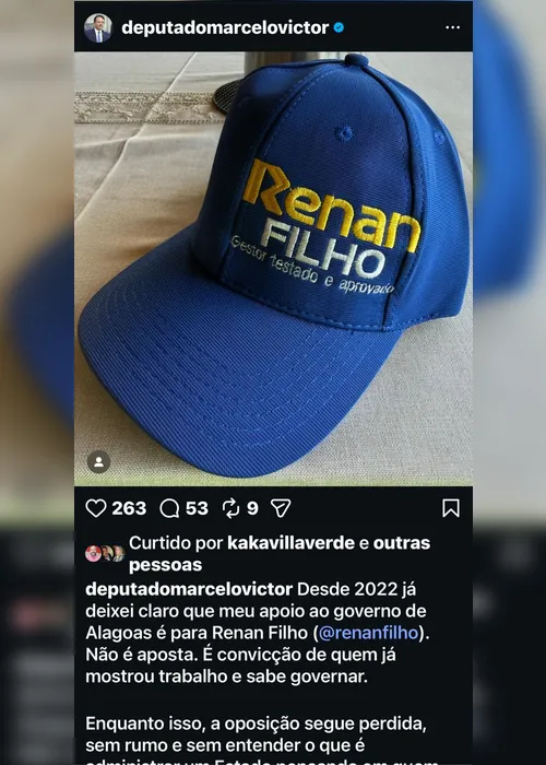  Marcelo Victor reafirma apoio a Renan e diz que oposição "segue perdida" 