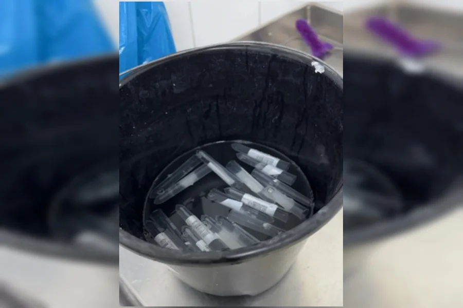 Sem estoque, hospital reutiliza frascos de exame de urina. Veja vídeo
