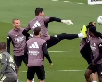 Courtouis acerta voadora em Mbappé após semana polêmica no Real Madrid