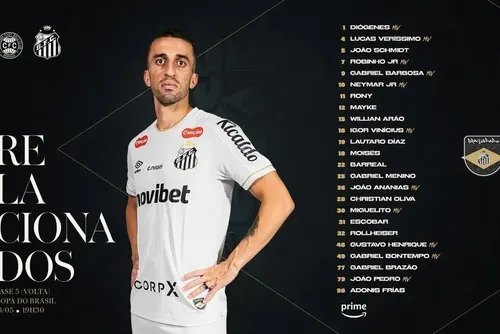 
				Neymar na lista? Santos divulga relacionados para duelo contra o Coritiba pela Copa do Brasil
			
			