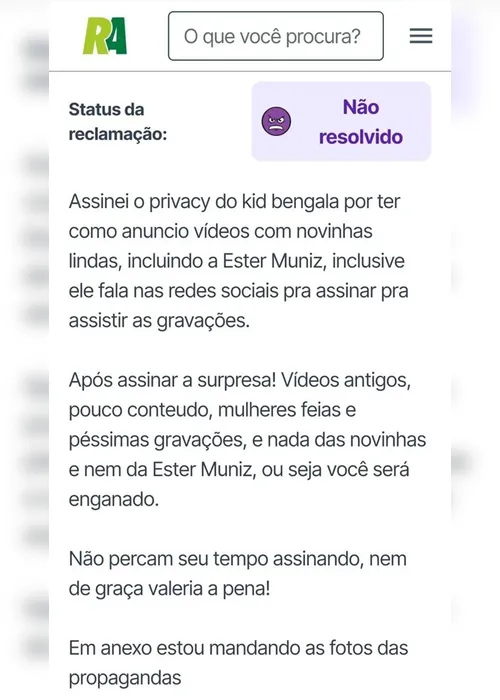 
				Assinante registra queixa sobre conteúdo vendido por Kid Bengala
			
			