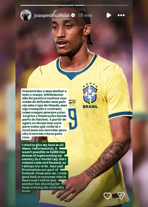 
				Família de João Pedro se frustra com ausência na convocação na Copa
			
			