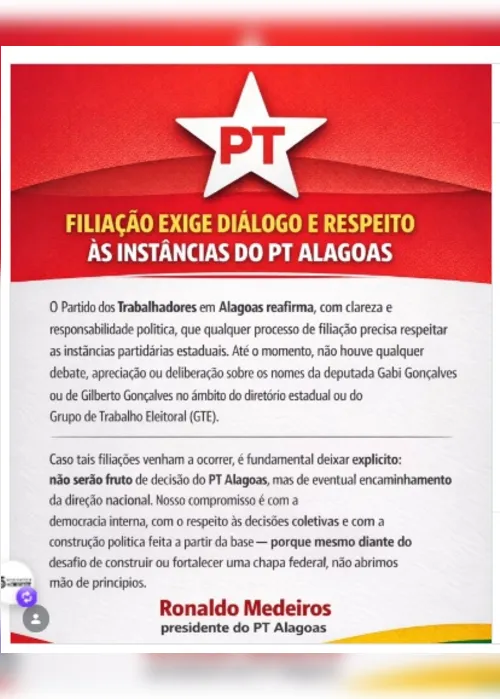 
				Medeiros não aceita bolsonarista GG e Gabi no PT: se vier é por Brasília
			
			