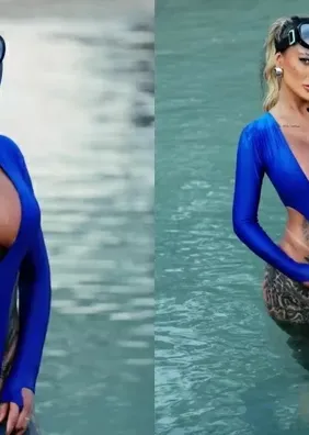Andressa Urach posa com maiô cavado e exibe bronzeado