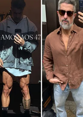 Aos 47 anos, Marcos Mion ostenta pernas musculosas e impressiona fãs: ‘Dormiu no formol’