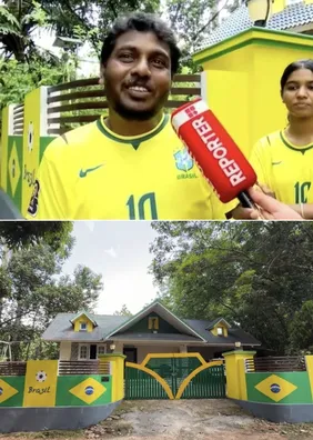 Na Índia, torcedor viraliza ao pintar a casa com as cores do Brasil